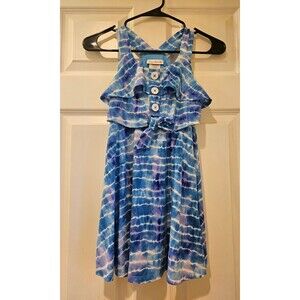 Girls Dress Size 7 Blue and White Tie Dye Summer Wear Beach Wear Jona Michelle